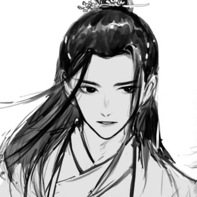 漫画古风男生头像黑白高清图片