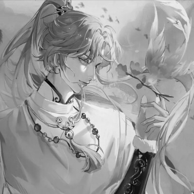 漫画古风男生头像黑白高清图片