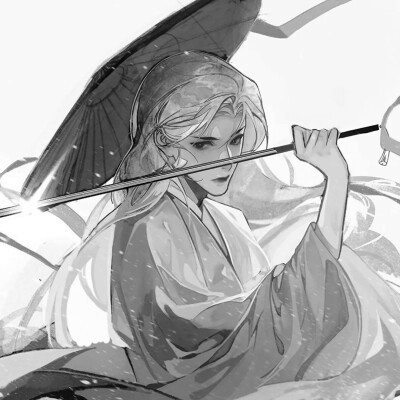 漫画古风男生头像黑白高清图片