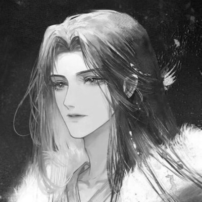 漫画古风男生头像黑白高清图片