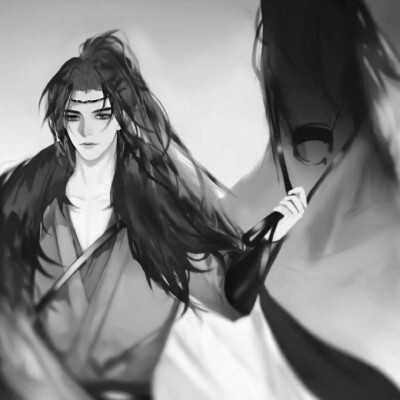 漫画古风男生头像黑白高清图片