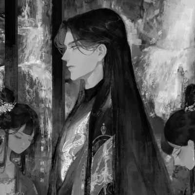 漫画古风男生头像黑白高清图片