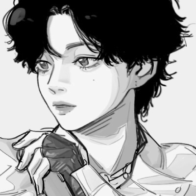 男生高冷帅气的头像黑白动漫图片