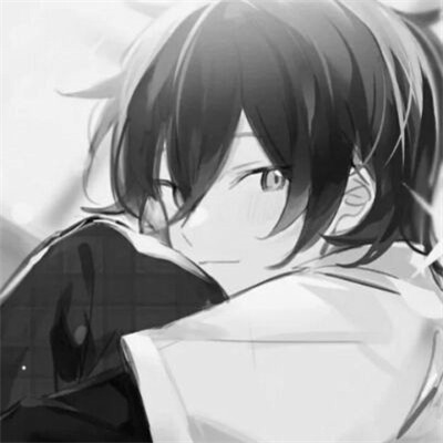 男生高冷帅气的头像黑白动漫图片