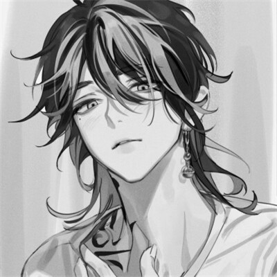 男生高冷帅气的头像黑白动漫图片