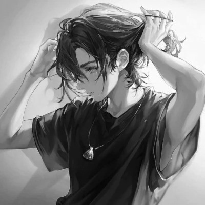 痞帅黑白动漫男头像图片