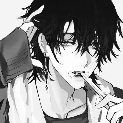 痞帅黑白动漫男头像图片