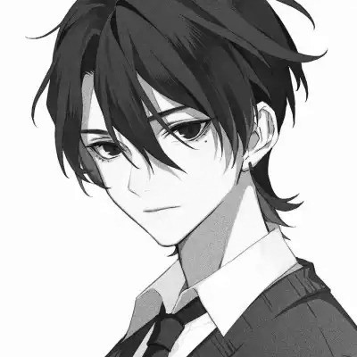 痞帅黑白动漫男头像图片