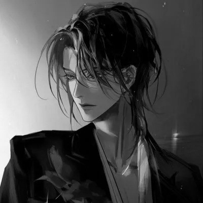 痞帅黑白动漫男头像图片