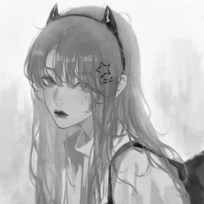 动漫黑白女生头像图片