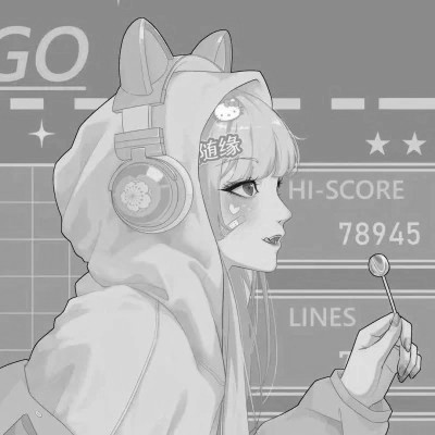 动漫黑白女生头像图片