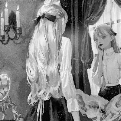 动漫黑白女生头像图片