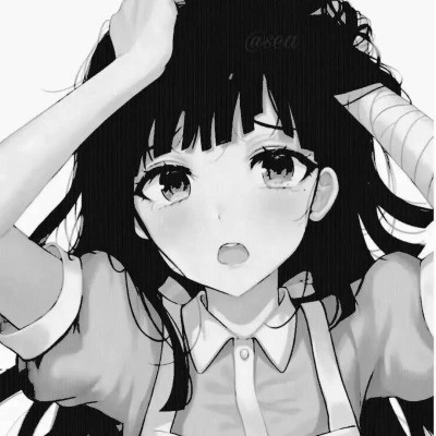 优质女生头像动漫黑白图片