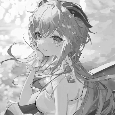 优质女生头像动漫黑白图片
