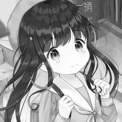 优质女生头像动漫黑白图片