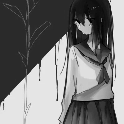 优质女生头像动漫黑白图片