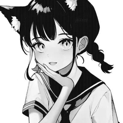 ins动漫女生头像黑白高清图片