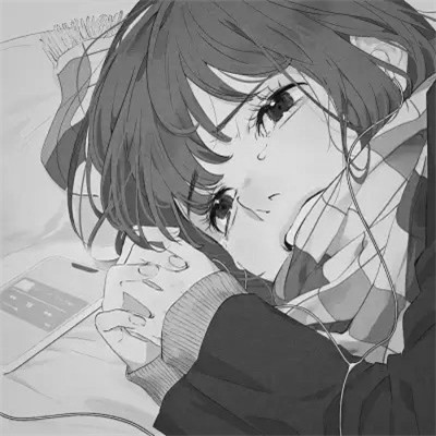 ins动漫女生头像黑白高清图片