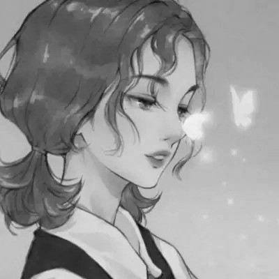 ins动漫女生头像黑白高清图片