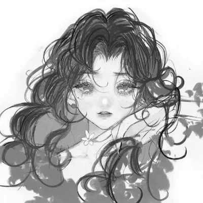 ins动漫女生头像黑白高清图片