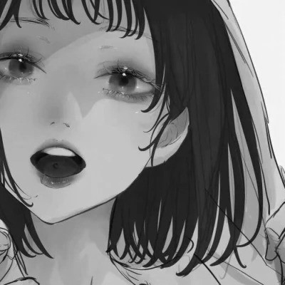 ins动漫女生头像黑白高清图片
