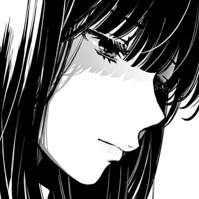 动漫女生头像黑白漫画图片