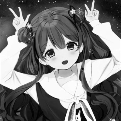 动漫女生头像黑白漫画图片