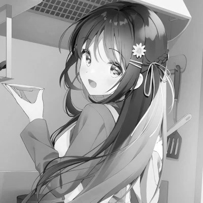 动漫女生头像黑白漫画图片