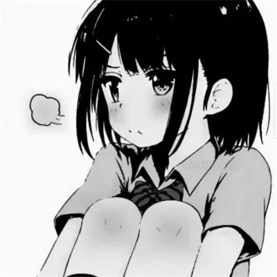 动漫女生头像黑白漫画图片