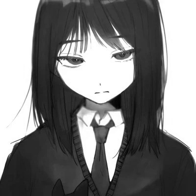 动漫女生头像黑白漫画图片