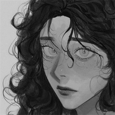 动漫女生头像黑白漫画图片