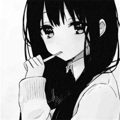 动漫女生头像黑白漫画图片