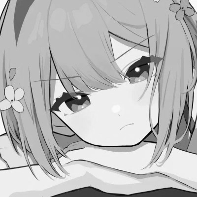 动漫女生头像黑白漫画图片