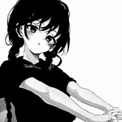 动漫女生头像黑白漫画图片