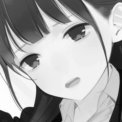 动漫女生头像高清黑白图片