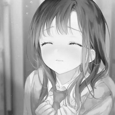 动漫女生头像高清黑白图片