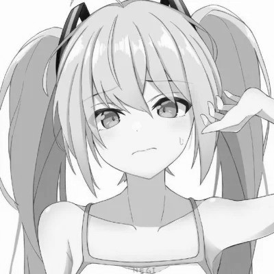动漫女生头像高清黑白图片