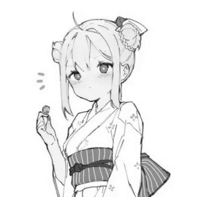 动漫女生头像高清黑白图片