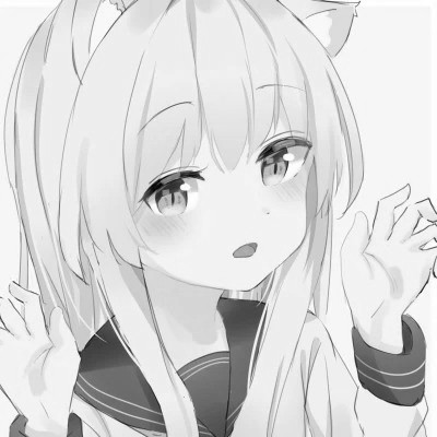 动漫女生头像高清黑白图片