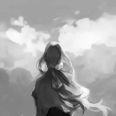 动漫女生头像高清黑白图片
