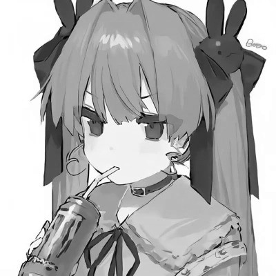 动漫女生头像高清黑白图片