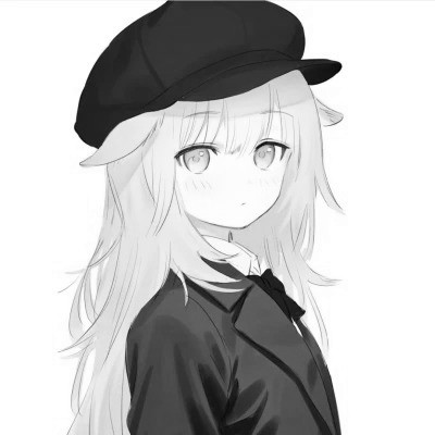 动漫女生头像高清黑白图片