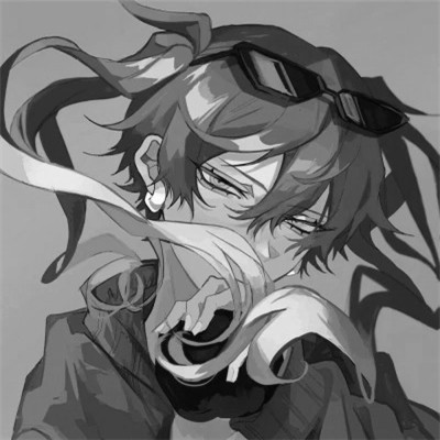 动漫女生头像高清黑白图片