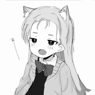 动漫女生头像高清黑白图片