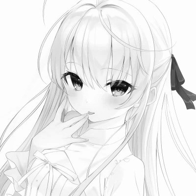 动漫女生头像高清黑白图片