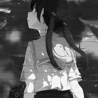 动漫女生头像高清黑白图片