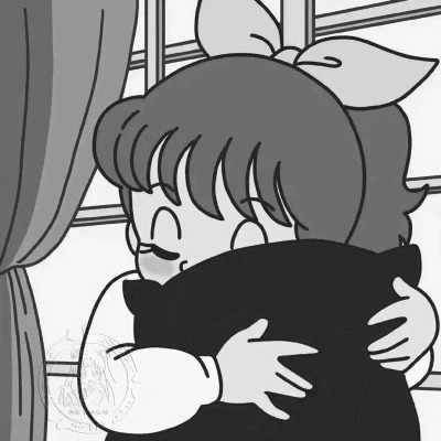 动漫女生头像高清黑白图片