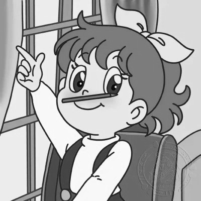 动漫女生头像高清黑白图片