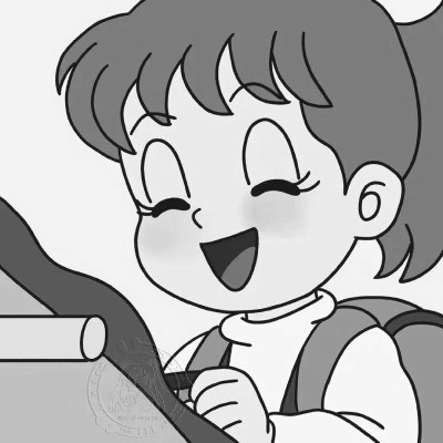 动漫女生头像高清黑白图片
