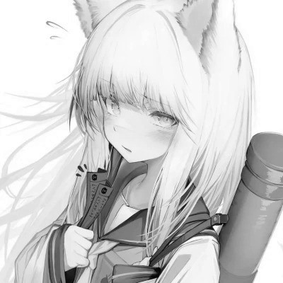 动漫女生头像高清黑白图片